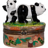 Two Panda Bears - Porcelain Trinket Box, 2.75 H