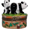 Two Panda Bears - Porcelain Trinket Box, 2.75H