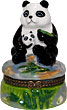 Mother and Baby Panda Bears - Porcelain Trinket Box, 3.25H