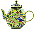 Miniature Teapot with Irises Painting