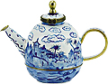 Blue & White Miniature Teapot with Art Painting