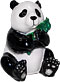 Panda Bear with Bamboo - Enamel Jeweled Trinket Box, 2 H