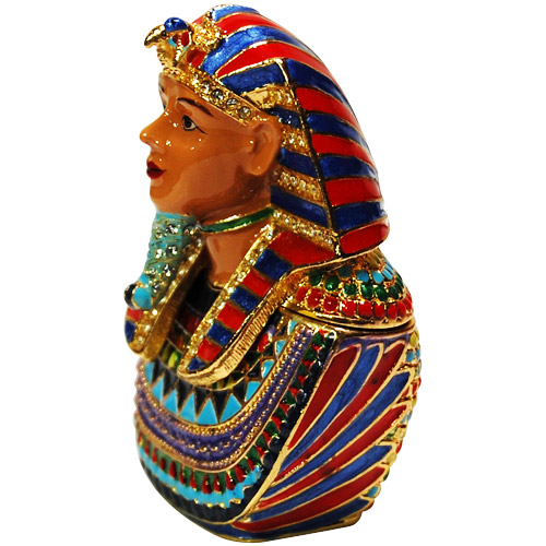 King Tut Bust - Small Jeweled Trinket Box, 2.25H, photo-1