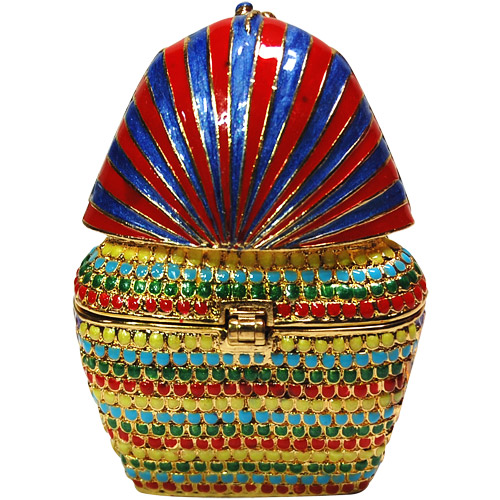 King Tut Bust - Small Jeweled Trinket Box, 2.25H, photo-2