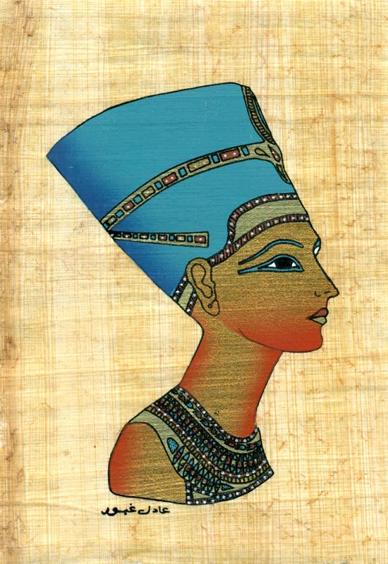Nefertiti, 6.25x4.25 Papyrus Painting