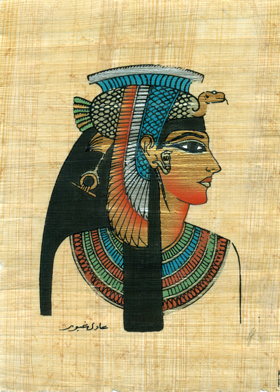 Cleopatra Papyrus Painting, 6.25x4.25