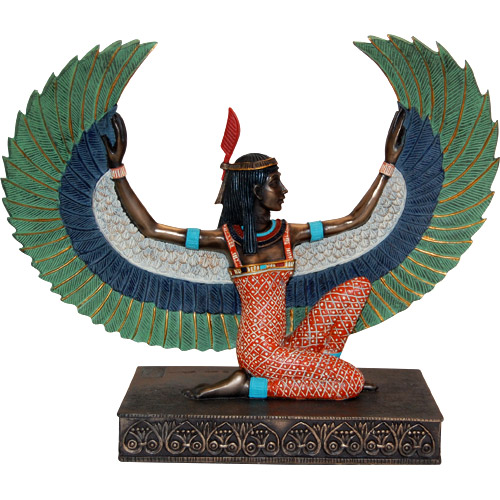 Egyptian Kneeling Winged Maat Statue, 8.5H