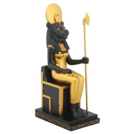 Sitting Sekhmet Figurine, 7.25H