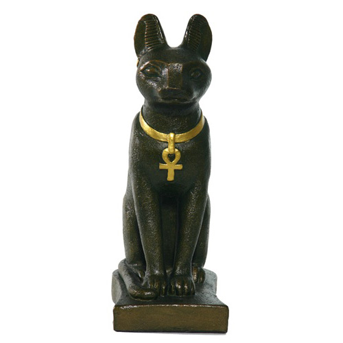 Bastet Egyptian Cat, Bronze Finish, 7H