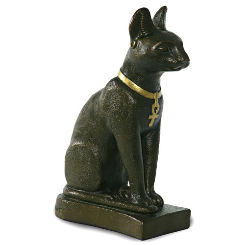 Bastet Egyptian Cat, Bronze Finish, 7H