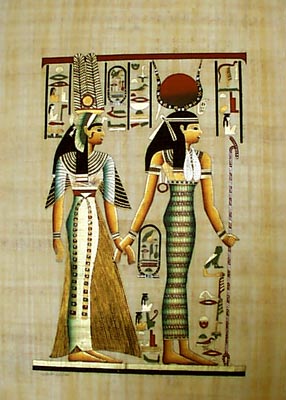 Isis and Horus, 12x16, Papyrus Painting