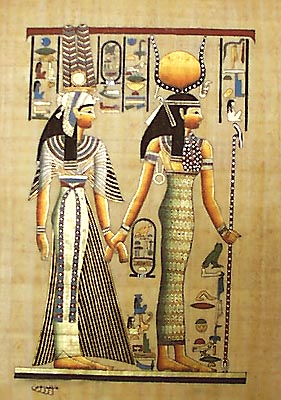 Isis and Horus, 12x16, Papyrus Painting