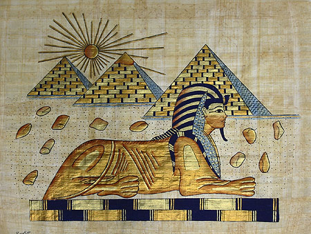 Sphinx & the Pyramids 12x16 Papyrus Painting