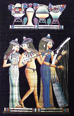 Royal Musician on Painted Black Background, 12x16 Papyrus Painting