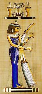 Royal Musician, 12x32 Papyrus Painting