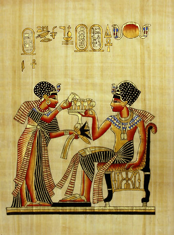 King Tutankhamon & His Wife 12x16, Papyrus Painting