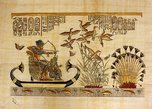 King Tutankhamon Hunting 12x16 Papyrus Painting