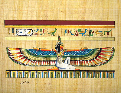 Winged Maat, 12x16 Papyrus Painting