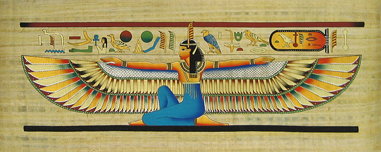 Winged Maat Papyrus Painting, 12