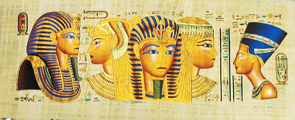 Egyptian Royals, Papyrus Painting 12x32