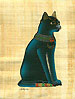 Bastet, 12x8-1/2 Papyrus Painting