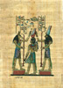 Horus & Anubis escorting King Tut, 6.25x4.25 Papyrus Painting