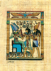 Osiris, Seti, & Horus, 6.25x4.25 Papyrus Painting
