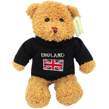 England Union Jack Black Sweater, 10 Soft Toy Bear