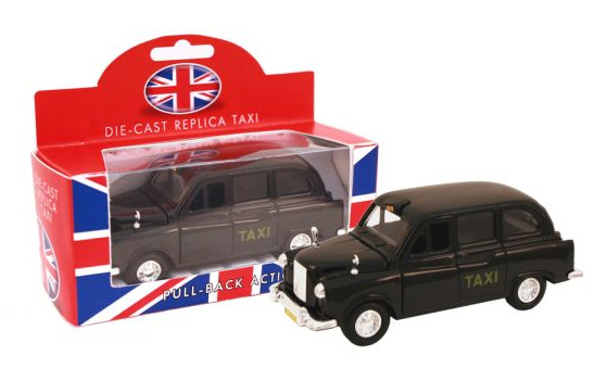 London Black Cab - Pull Back Die-Cast Black Taxi Model, 4.5L