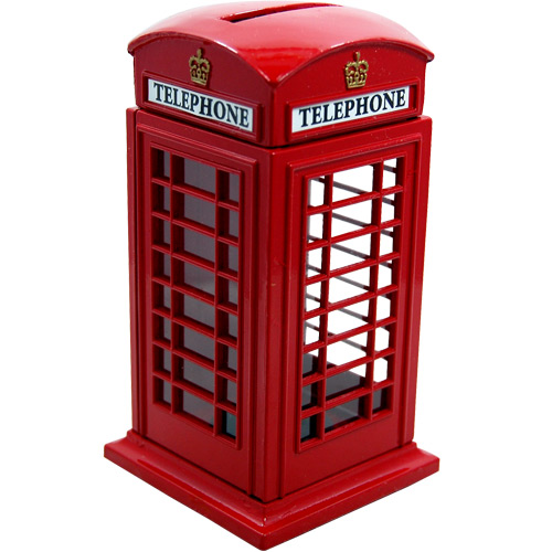London Telephone Booth Souvenir - Money Boxes Die Cast, 4.5H