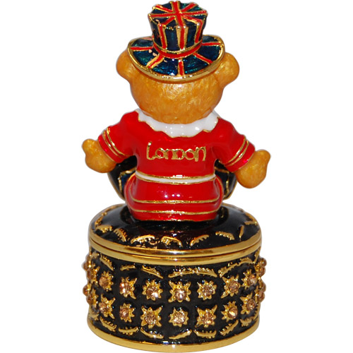 London Beefeater Bear Enamel Jeweled Trinket Box, photo-2