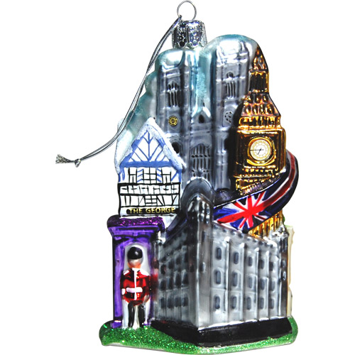 Christmas London Themed Ornament featuring London City Landmarks and Icons.