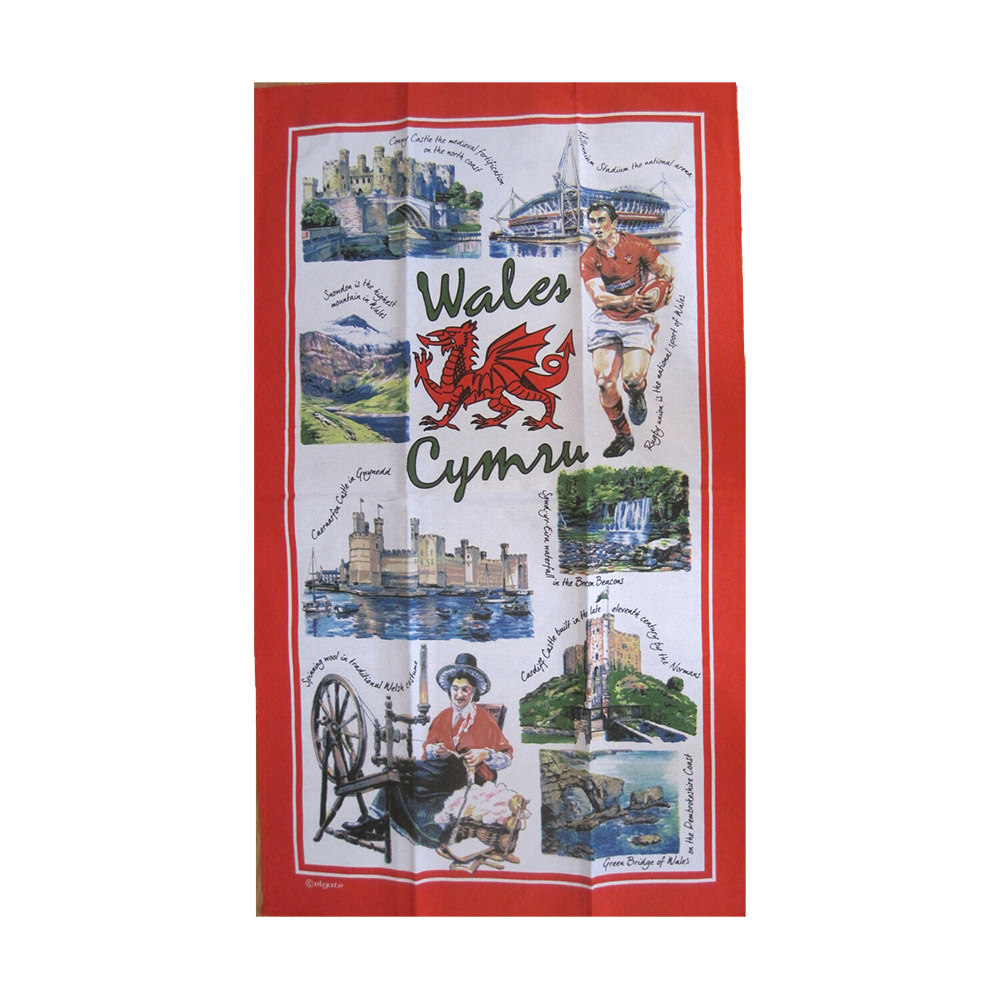 Iconic Wales Souvenir Tea Towel – 100% Cotton