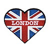 Union Jack London Glitter Heart Rubber Magnet