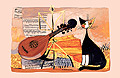 Musical Cat - Linen Tea Towel