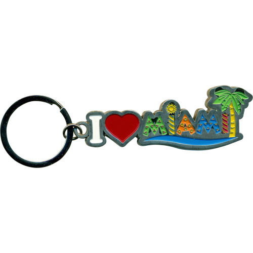 I Love Miami Metal Key Chain