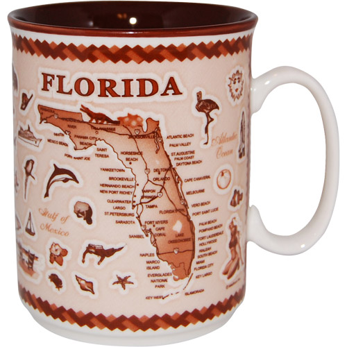 Florida State Map Souvenir Mug - Brown