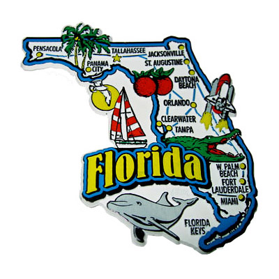 Florida Map - Refrigerator Magnet