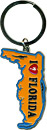 Florida State Map Metal Key Chain - Orange