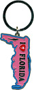 Florida State Map Metal Key Chain - Pink