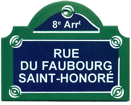 Paris Street Sign, Rue Du Faubourg Saint-Honore, 4x3