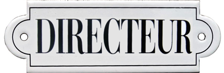 French Enamel Sign, Directeur, 6x2