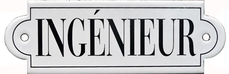 French Enamel Sign, Ingenieur, 6x2