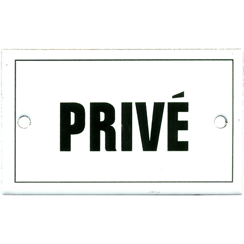 FRENCH ENAMEL SIGN, PRIVÉ (PRIVATE), 4x2.5