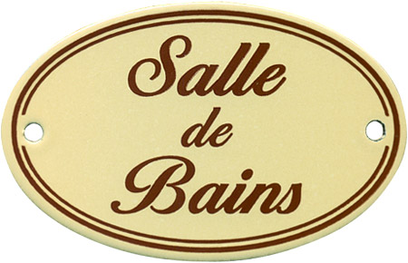 French Enamel Oval Sign, Salle De Bains, 4.25x2.75