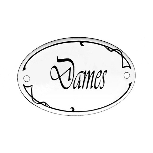 French Enamel Sign, Dames, 2-7/8 x 1-7/8