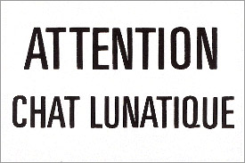 French Enamel Sign Magnet, Chat Lunatique, 2-1/4L