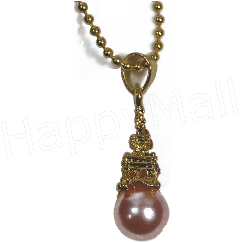 Eiffel Tower Necklace - Gold with Pink Pearl