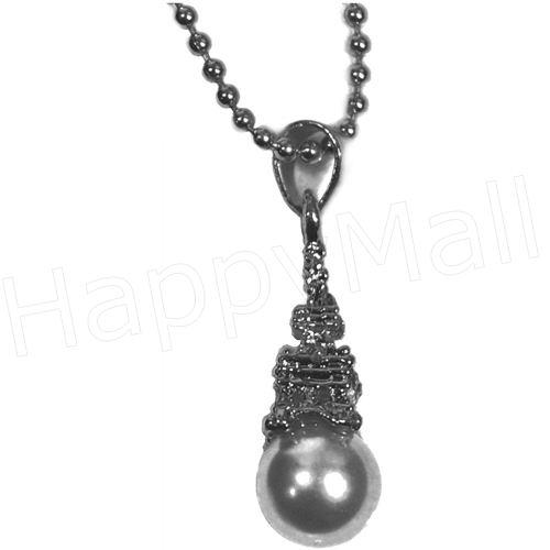 Eiffel Tower Necklass - Silver with White Pearl