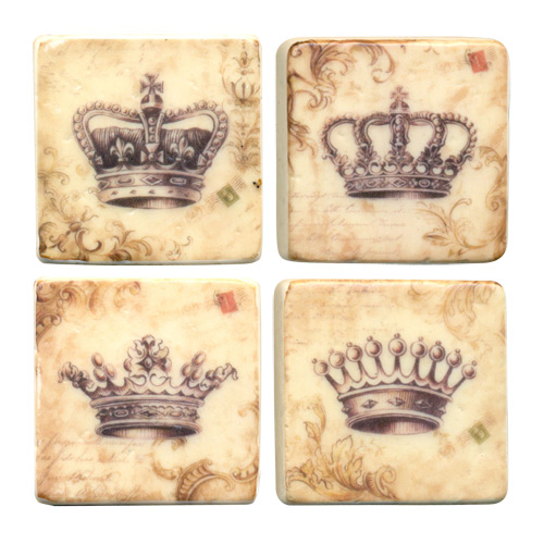 French Crown Stone - Like Tile Magnets, Set of 4